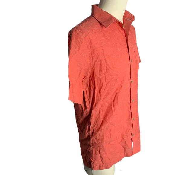 Van Heusen Air Button Up Short Sleeve Shirt S Red Pocket Cotton Blend Collared - Picture 5 of 6